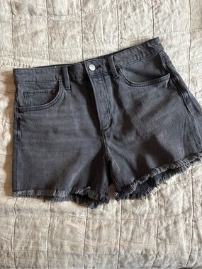 Joe's Jeans Black Frayed-Hem Denim Shorts